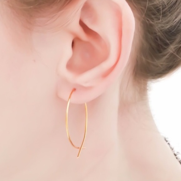 upside down inverted fish shaped threader earrings in gold, silver, or rose gold - Picture 3 of 6